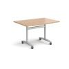 Rectangular deluxe fliptop meeting table with silver frame 1200mm x 800mm beech - DFLP12-S-B