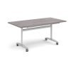Rectangular deluxe fliptop meeting table with silver frame 1600mm x 800mm grey oak - DFLP16-S-GO