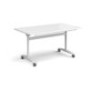 Rectangular deluxe fliptop meeting table with white frame 1400mm x 800mm white - DFLP14-WH-WH
