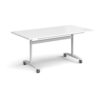 Rectangular deluxe fliptop meeting table with white frame 1600mm x 800mm white - DFLP16-WH-WH