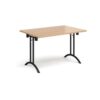 Rectangular folding leg table with black legs and curved foot rails 1200mm x 800mm beech - CFL1200-K-B