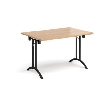 Rectangular folding leg table with black legs and curved foot rails 1200mm x 800mm beech - CFL1200-K-B