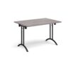 Rectangular folding leg table with black legs and curved foot rails 1200mm x 800mm grey oak - CFL1200-K-GO
