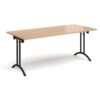 Rectangular folding leg table with black legs and curved foot rails 1800mm x 800mm beech - CFL1800-K-B