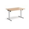 Rectangular folding leg table with chrome legs and straight foot rails 1200mm x 800mm beech - SFL1200-C-B