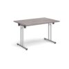 Rectangular folding leg table with chrome legs and straight foot rails 1200mm x 800mm grey oak - SFL1200-C-GO