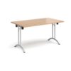 Rectangular folding leg table with silver legs and curved foot rails 1400mm x 800mm beech - CFL1400-S-B