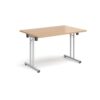 Rectangular folding leg table with silver legs and straight foot rails 1200mm x 800mm beech - SFL1200-S-B