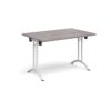 Rectangular folding leg table with white legs and curved foot rails 1200mm x 800mm grey oak - CFL1200-WH-GO