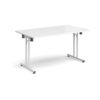 Rectangular folding leg table with white legs and straight foot rails 1400mm x 800mm white - SFL1400-WH-WH