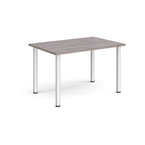 Rectangular silver radial leg meeting table 1200mm x 800mm grey oak - DRL1200-S-GO