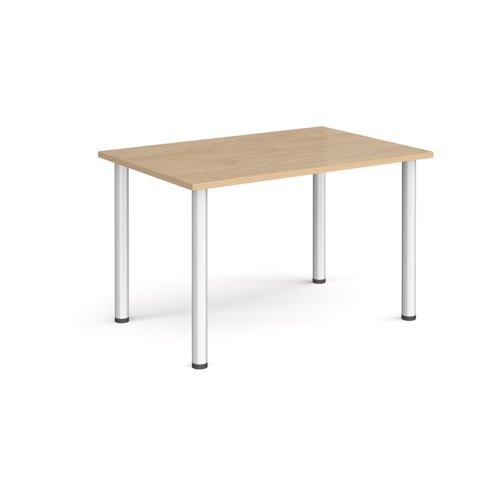 Rectangular silver radial leg meeting table 1200mm x 800mm kendal oak - DRL1200-S-KO