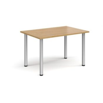 Rectangular silver radial leg meeting table 1200mm x 800mm oak - DRL1200-S-O