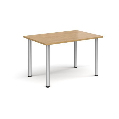 Rectangular silver radial leg meeting table 1200mm x 800mm oak - DRL1200-S-O