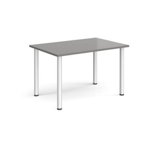 Rectangular silver radial leg meeting table 1200mm x 800mm onyx grey - DRL1200-S-OG