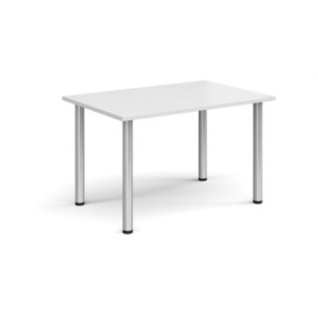 Rectangular silver radial leg meeting table 1200mm x 800mm white - DRL1200-S-WH