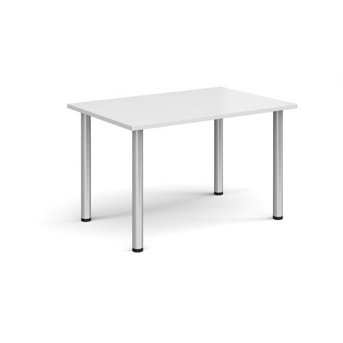 Rectangular silver radial leg meeting table 1200mm x 800mm white - DRL1200-S-WH