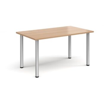 Rectangular silver radial leg meeting table 1400mm x 800mm beech - DRL1400-S-B