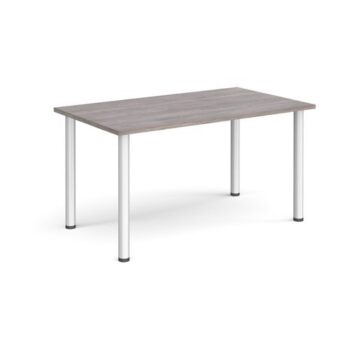 Rectangular silver radial leg meeting table 1400mm x 800mm grey oak - DRL1400-S-GO