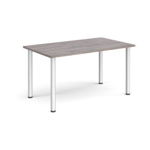 Rectangular silver radial leg meeting table 1400mm x 800mm grey oak - DRL1400-S-GO