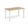 Rectangular silver radial leg meeting table 1400mm x 800mm kendal oak - DRL1400-S-KO