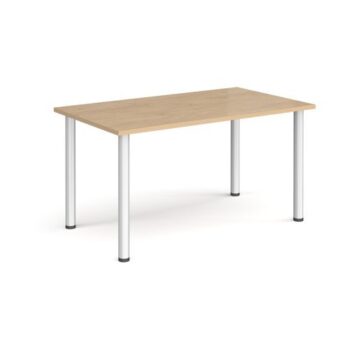 Rectangular silver radial leg meeting table 1400mm x 800mm kendal oak - DRL1400-S-KO