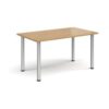 Rectangular silver radial leg meeting table 1400mm x 800mm oak - DRL1400-S-O
