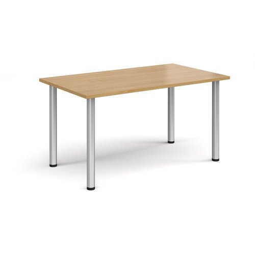 Rectangular silver radial leg meeting table 1400mm x 800mm oak - DRL1400-S-O