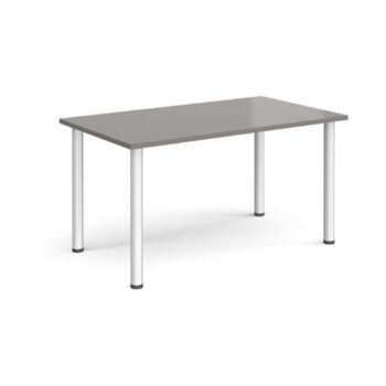 Rectangular silver radial leg meeting table 1400mm x 800mm onyx grey - DRL1400-S-OG