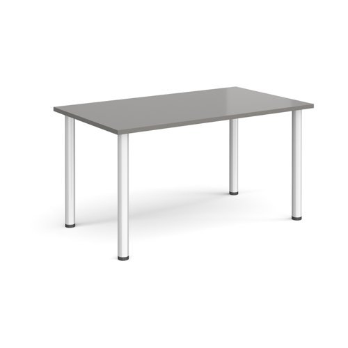 Rectangular silver radial leg meeting table 1400mm x 800mm onyx grey - DRL1400-S-OG