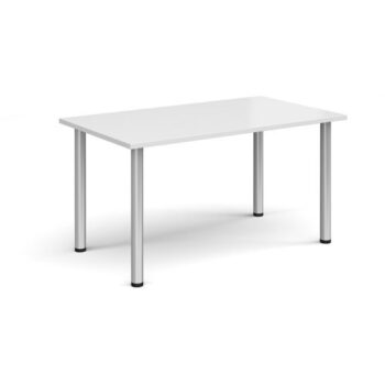 Rectangular silver radial leg meeting table 1400mm x 800mm white - DRL1400-S-WH