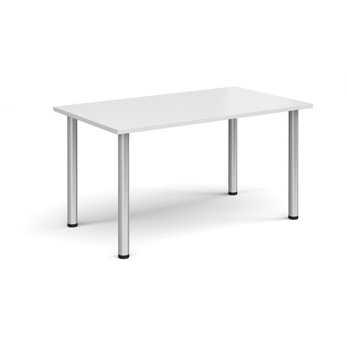 Rectangular silver radial leg meeting table 1400mm x 800mm white - DRL1400-S-WH