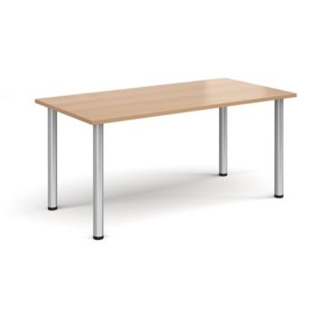 Rectangular silver radial leg meeting table 1600mm x 800mm beech - DRL1600-S-B