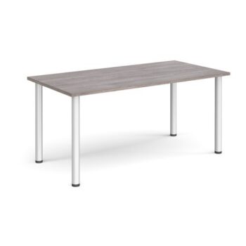 Rectangular silver radial leg meeting table 1600mm x 800mm grey oak - DRL1600-S-GO
