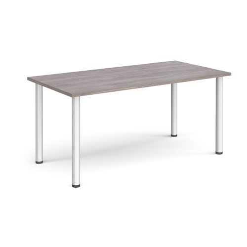 Rectangular silver radial leg meeting table 1600mm x 800mm grey oak - DRL1600-S-GO