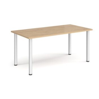 Rectangular silver radial leg meeting table 1600mm x 800mm kendal oak - DRL1600-S-KO