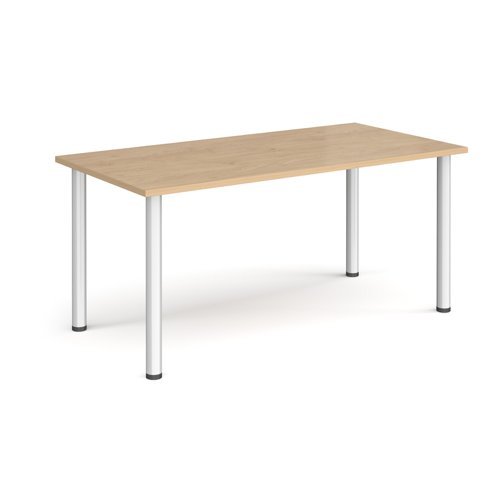 Rectangular silver radial leg meeting table 1600mm x 800mm kendal oak - DRL1600-S-KO