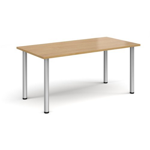 Rectangular silver radial leg meeting table 1600mm x 800mm oak - DRL1600-S-O