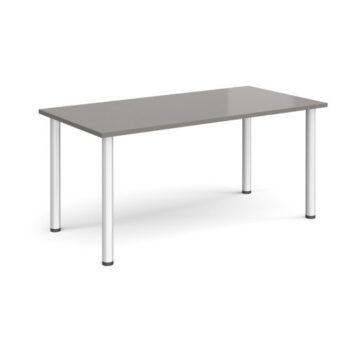 Rectangular silver radial leg meeting table 1600mm x 800mm onyx grey - DRL1600-S-OG