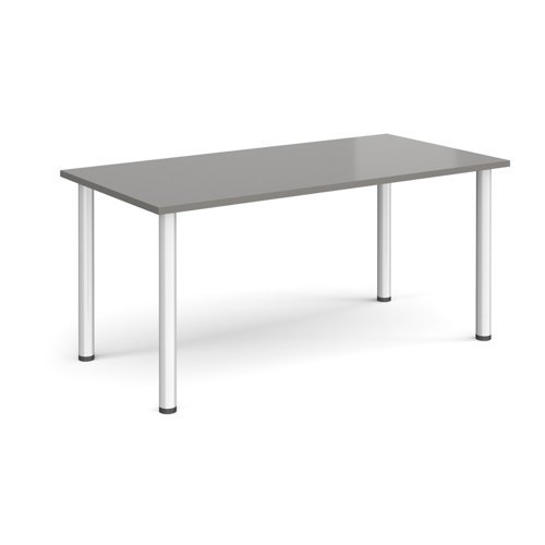Rectangular silver radial leg meeting table 1600mm x 800mm onyx grey - DRL1600-S-OG