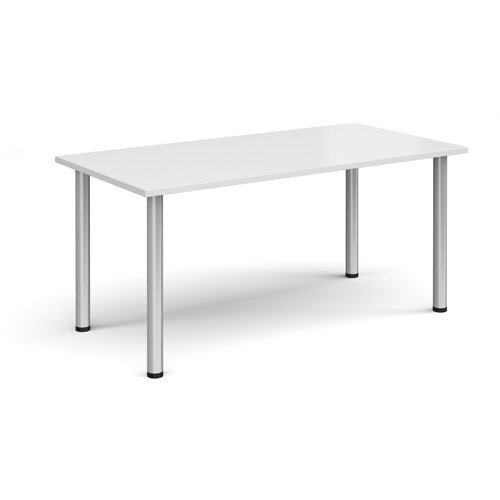 Rectangular silver radial leg meeting table 1600mm x 800mm white - DRL1600-S-WH