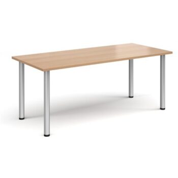 Rectangular silver radial leg meeting table 1800mm x 800mm beech - DRL1800-S-B