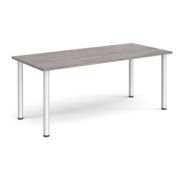 Rectangular silver radial leg meeting table 1800mm x 800mm grey oak - DRL1800-S-GO