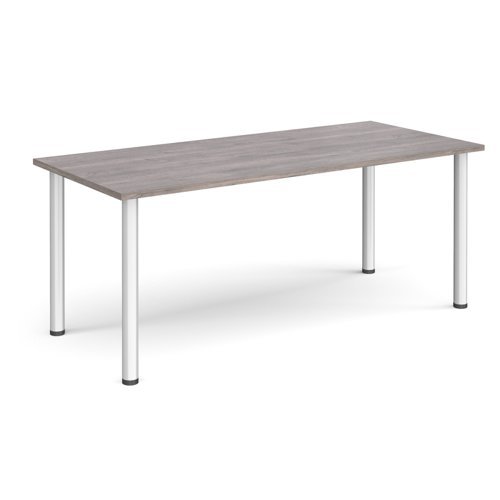 Rectangular silver radial leg meeting table 1800mm x 800mm grey oak - DRL1800-S-GO