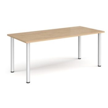 Rectangular silver radial leg meeting table 1800mm x 800mm kendal oak - DRL1800-S-KO