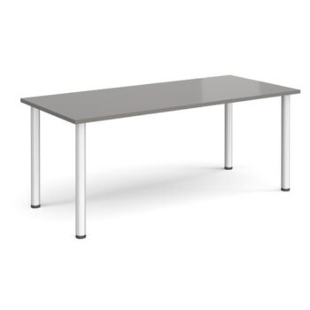Rectangular silver radial leg meeting table 1800mm x 800mm onyx grey - DRL1800-S-OG