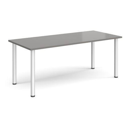 Rectangular silver radial leg meeting table 1800mm x 800mm onyx grey - DRL1800-S-OG