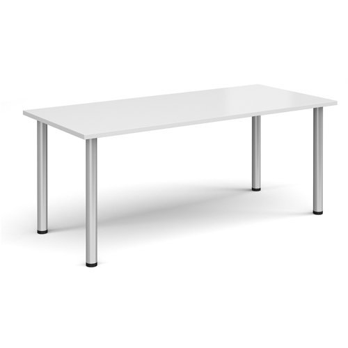 Rectangular silver radial leg meeting table 1800mm x 800mm white - DRL1800-S-WH