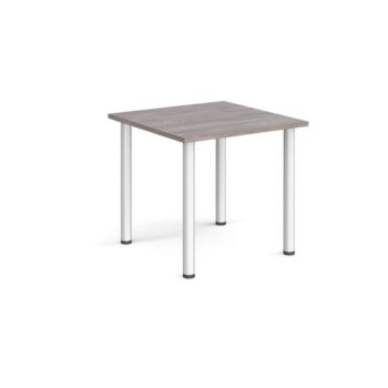 Rectangular silver radial leg meeting table 800mm x 800mm grey oak - DRL800-S-GO