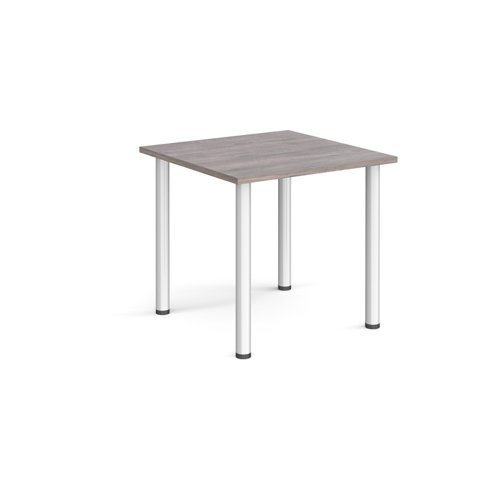Rectangular silver radial leg meeting table 800mm x 800mm grey oak - DRL800-S-GO